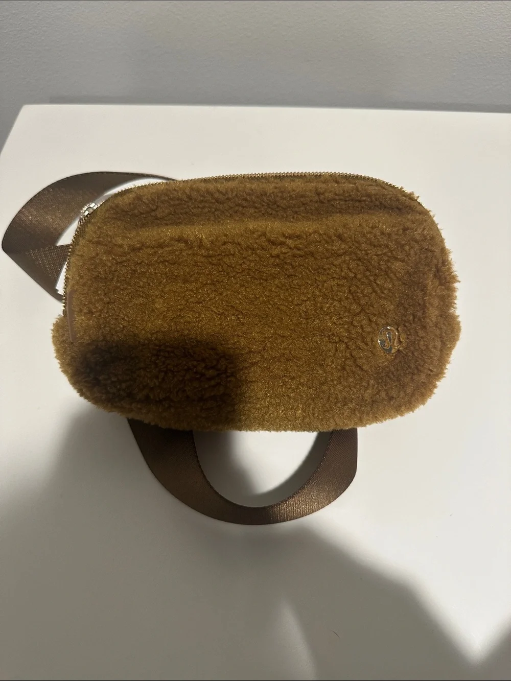 lululemon athletica Brown Faux Shearling Crossbody Bag